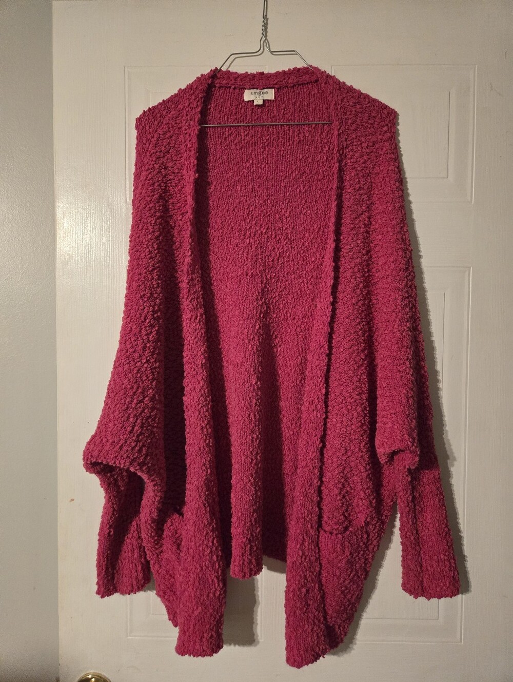 Umgee Raspberry Pink Bouclé Open-Front Cardigan
